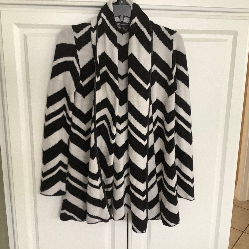 INC Black and White Open Cardigan Size M -